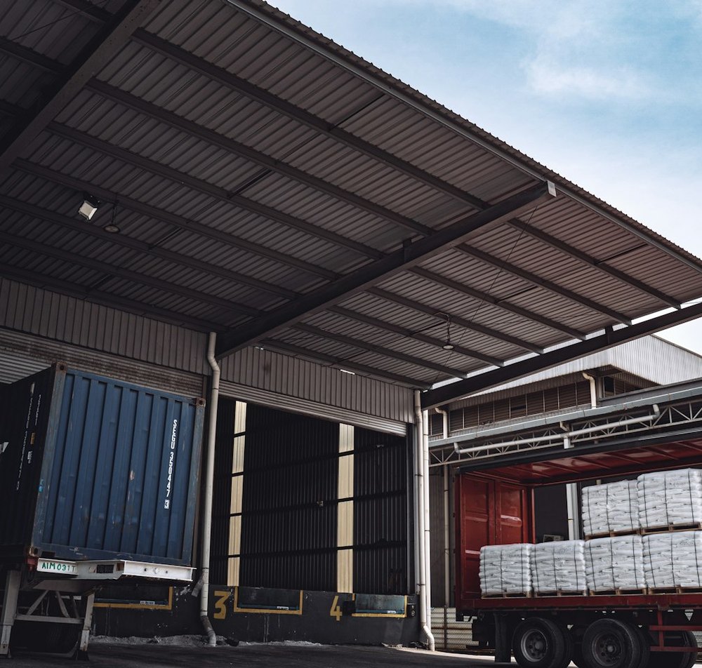 Curtainsider trailer being loaded