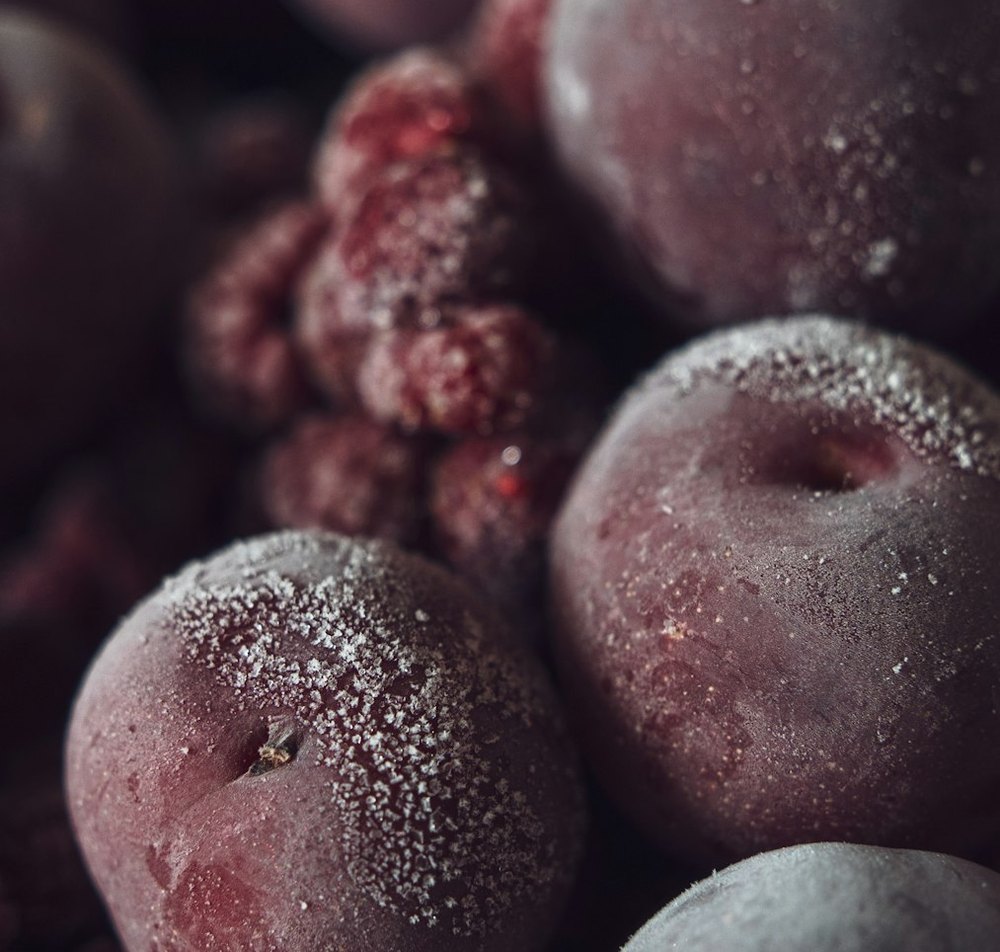 Frozen food kept at a constant temperature
